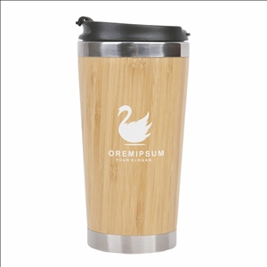 Stainless Steel Bamboo Mug with Removable Lid, 15oz Tumbler Bamboo Mug, Lightweight Vacuum Insulated
